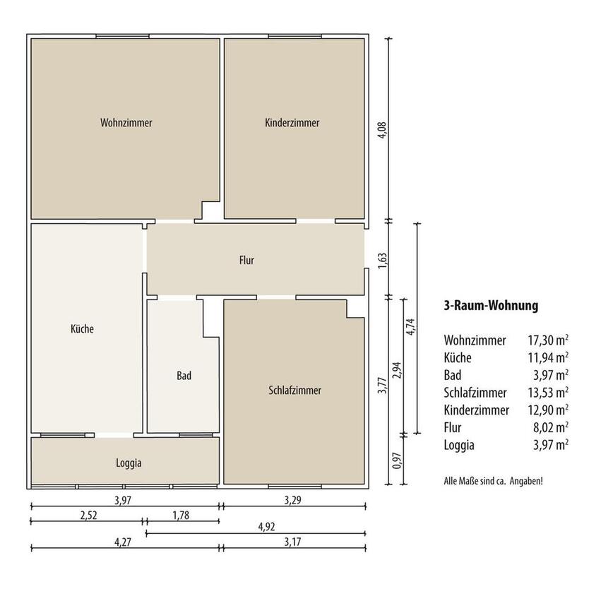 3-Raum-Wohnung im Altbau mit bodengleicher Dusche zimmer