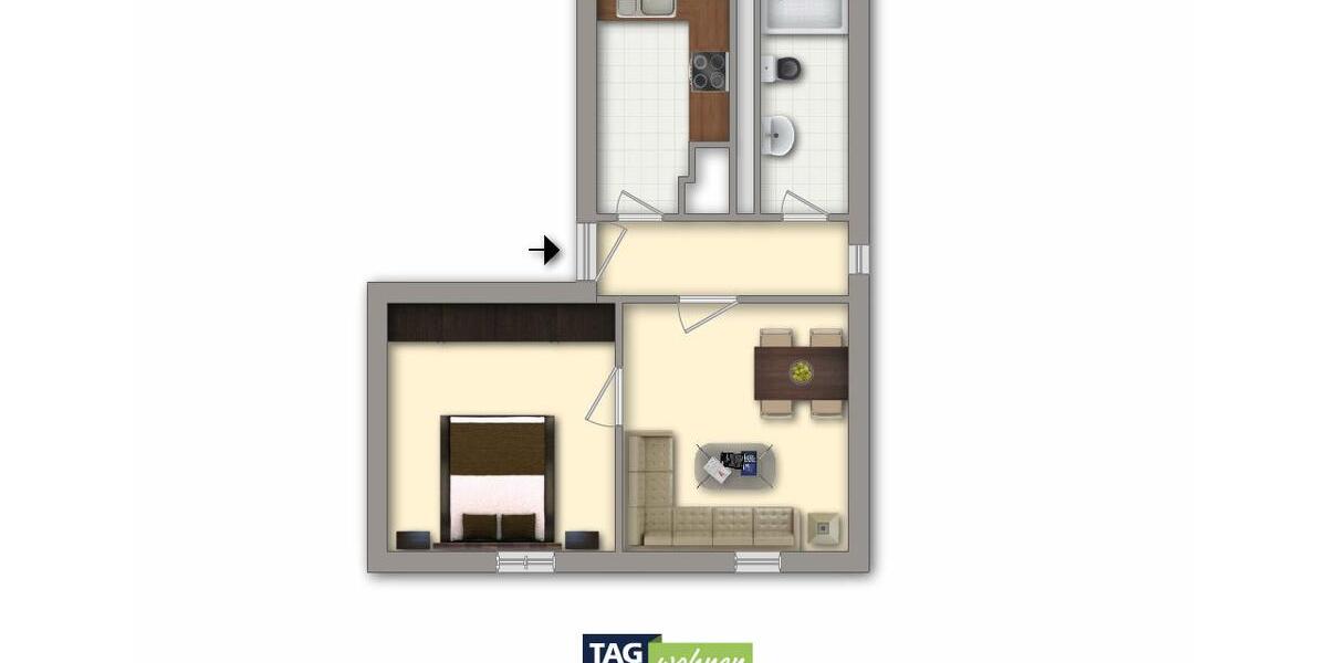 Erdgeschoßwohnung Stadtilm - 2 Zimmer, 46 m&sup2;, 250&euro; | Angebot:25102775