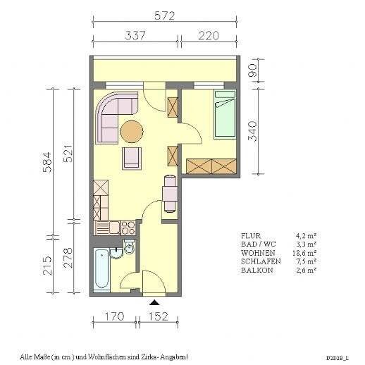 Etagenwohnung Reinsdorf - 1 Zimmer, 36 m&sup2;, 210&euro; | Angebot:25707492