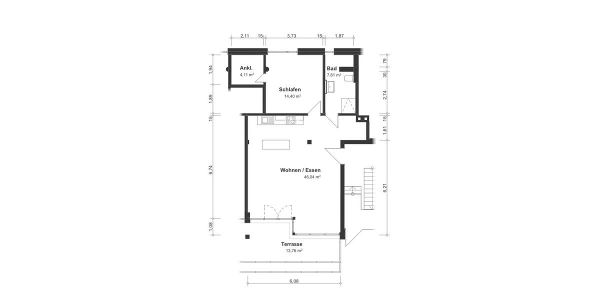Erdgeschoßwohnung Darmstadt - 2 Zimmer, 78 m&sup2;, 1.260&euro; | Angebot:25711732