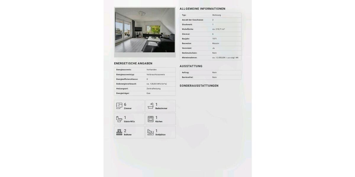 Etagenwohnung Remscheid Lüttringhausen - 6 Zimmer, 230 m&sup2;, 2.200&euro; | Angebot:26349072