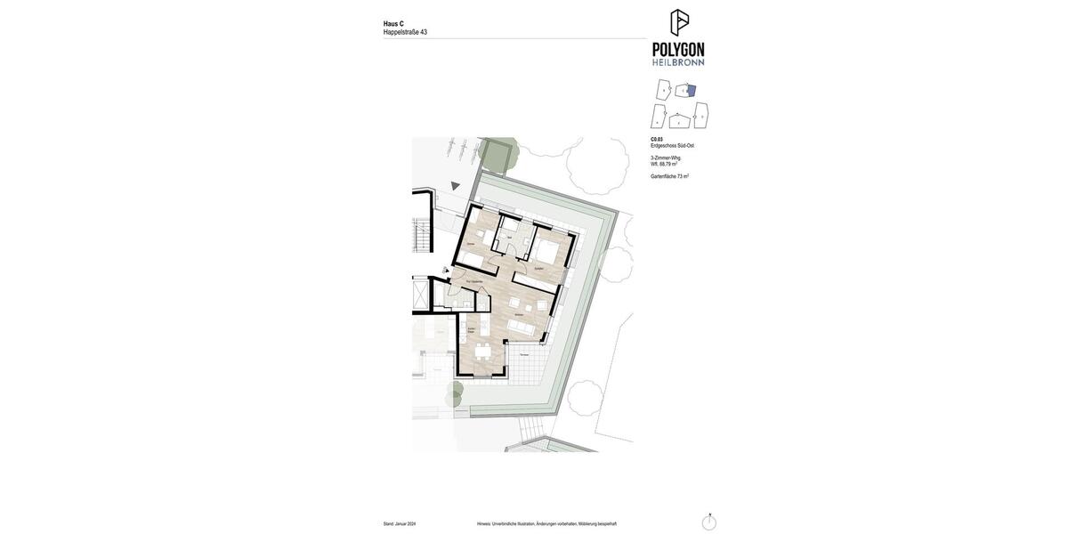 Raffiniert geschnittene 3-Zimmerwohnung im Erstbezug! 3 zimmer