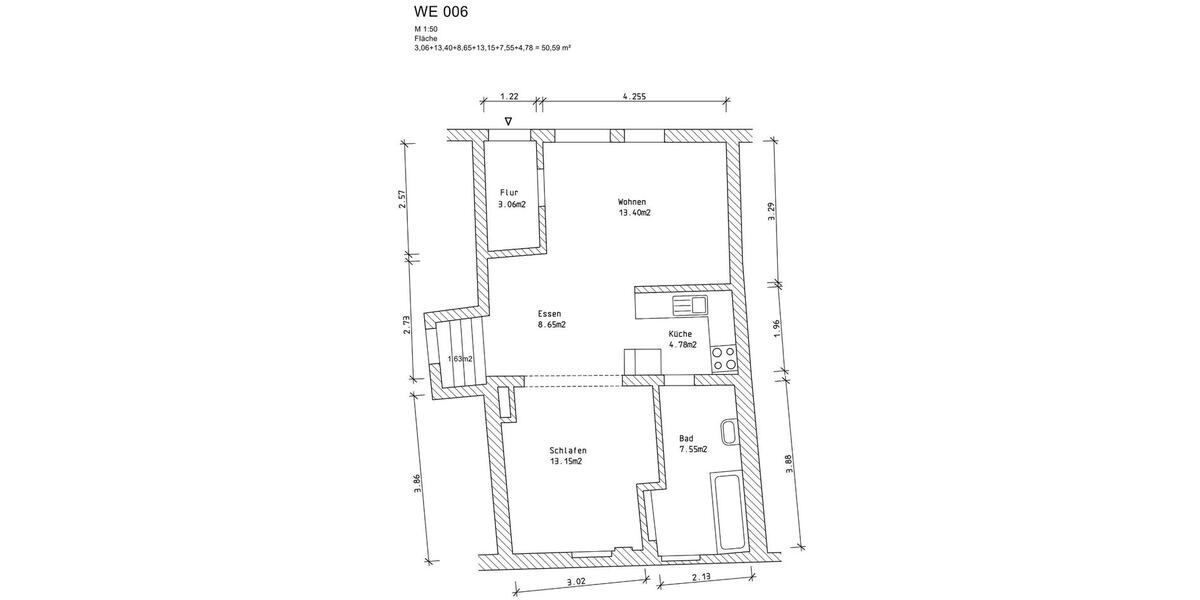 Etagenwohnung Kandel - 1.5 Zimmer, 51 m&sup2;, 620&euro; | Angebot:26536477