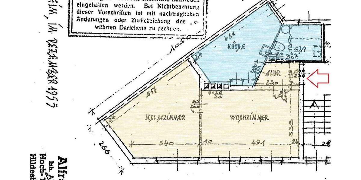 Etagenwohnung Hildesheim Ost - 2 Zimmer, 48 m&sup2;, 420&euro; | Angebot:25939409