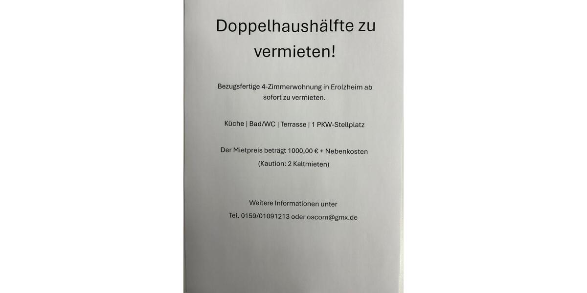 Doppelhaushälfte zu Vermieten zimmer
