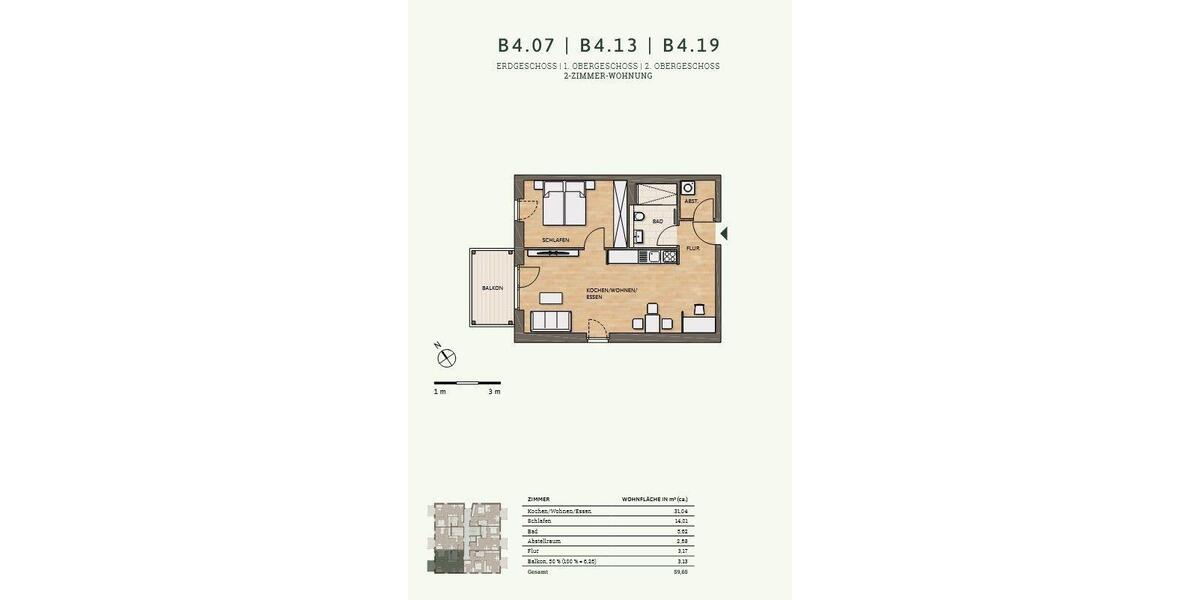 Etagenwohnung Bad Kreuznach Bad Münster am Stein-Ebernburg - 2 Zimmer, 60 m&sup2;, 776&euro; | Angebot:26337295