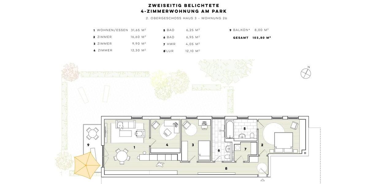Dachgeschoßwohnung Bernau bei Berlin - 4 Zimmer, 104 m&sup2;, 1.599&euro; | Angebot:23726525