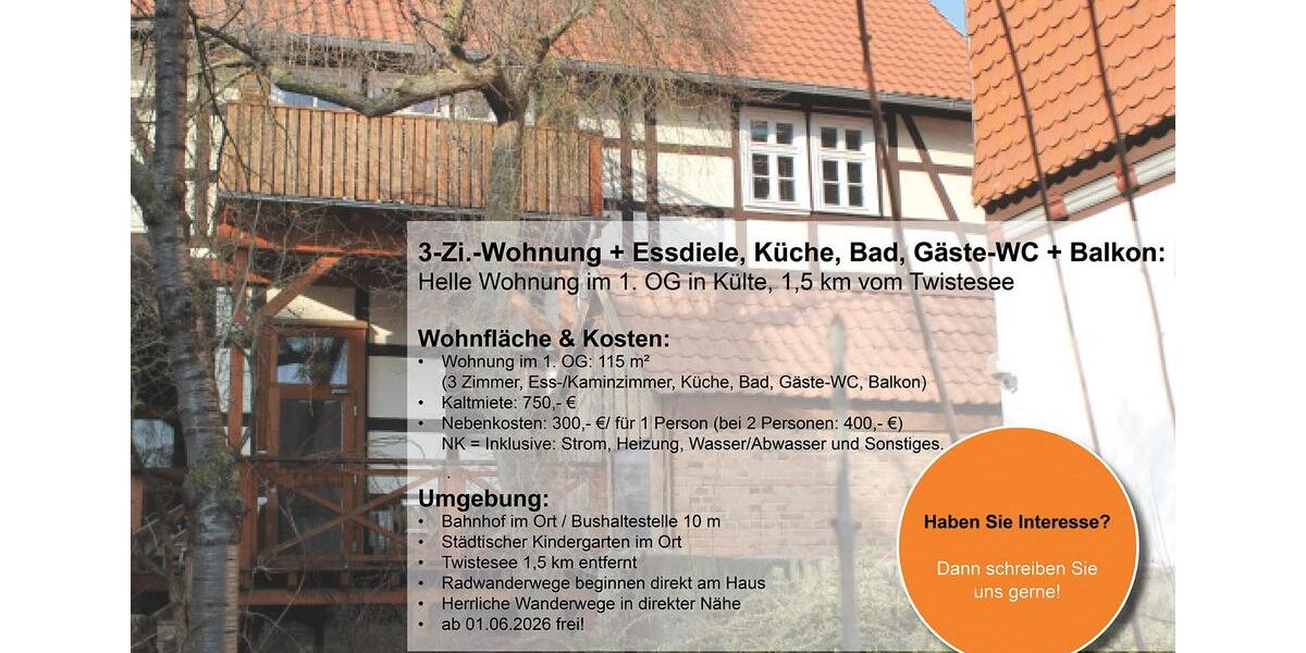 Etagenwohnung Volkmarsen - 3 Zimmer, 115 m&sup2;, 750&euro; | Angebot:26582677