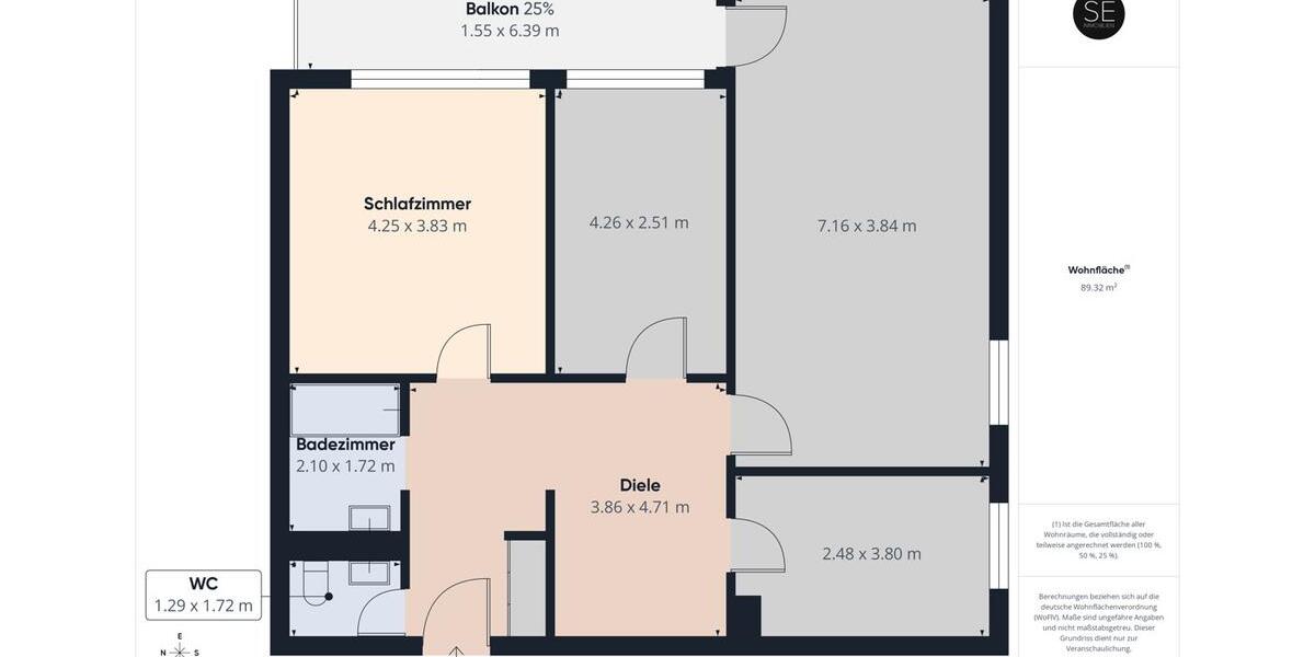 Etagenwohnung Bingen am Rhein - 3 Zimmer, 89 m&sup2;, 1.050&euro; | Angebot:24976877