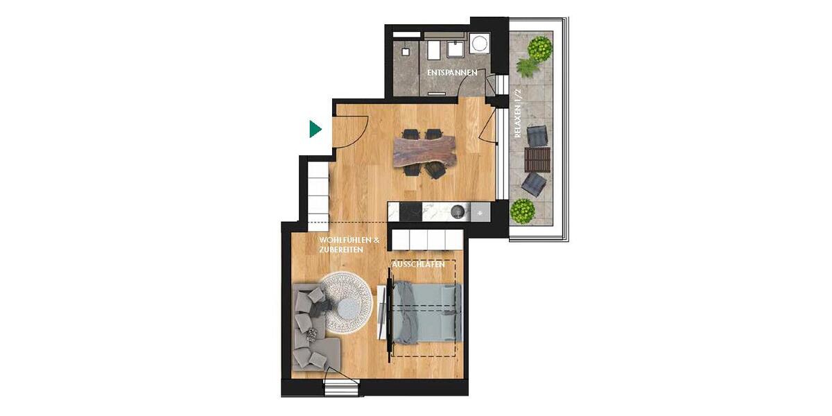 Dachgeschoßwohnung Markkleeberg - 2 Zimmer, 46 m&sup2;, 916&euro; | Angebot:24567662