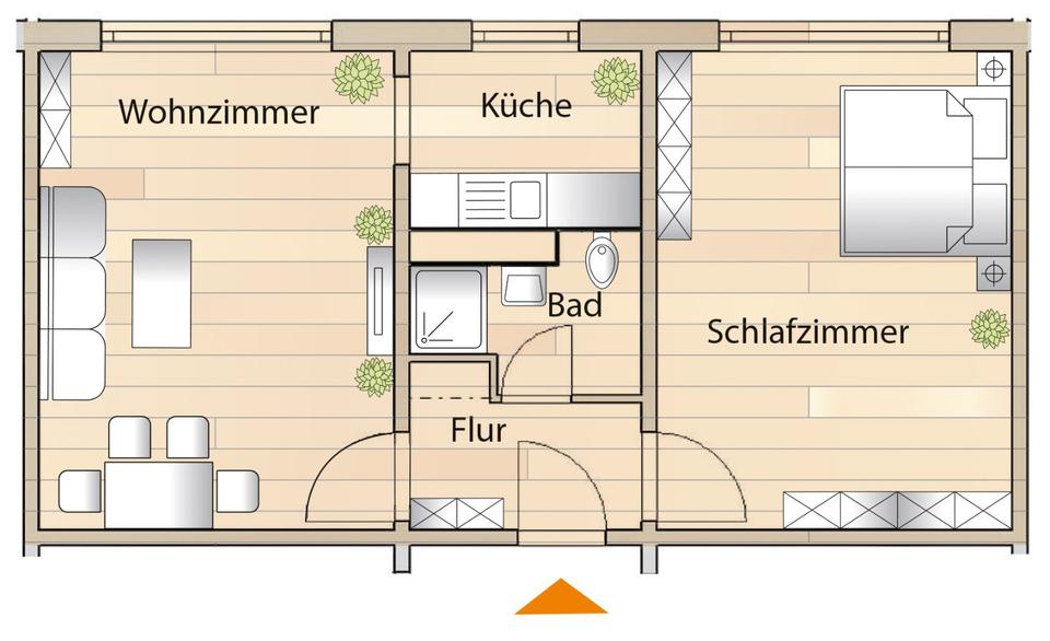Etagenwohnung Sangerhausen - 2 Zimmer, 42 m&sup2;, 255&euro; | Angebot:26379994