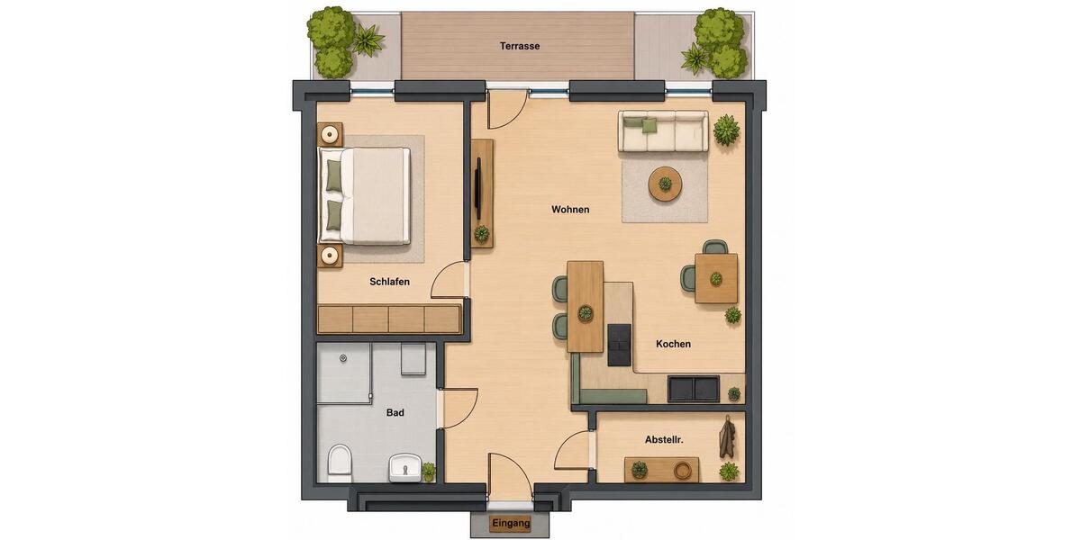 Erdgeschoßwohnung Osnabrück Gretesch - 2 Zimmer, 65 m&sup2;, 975&euro; | Angebot:26619824