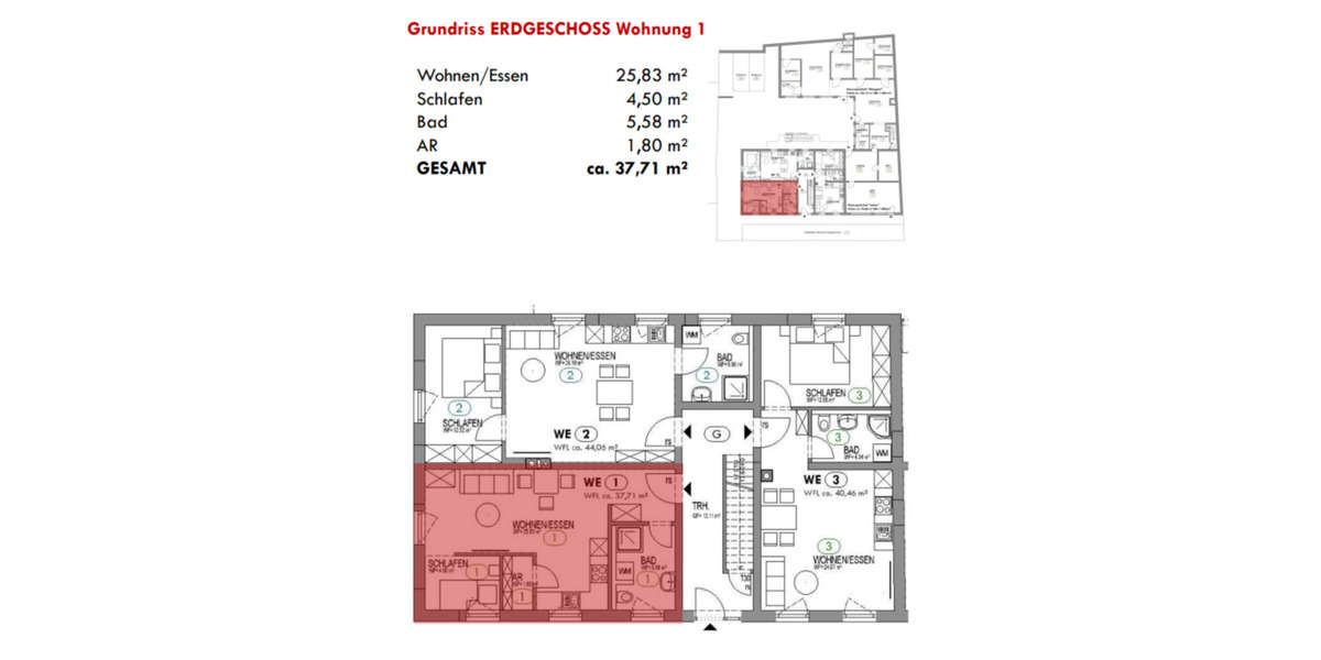 Erdgeschoßwohnung Wernberg-Köblitz Köblitz - 1 Zimmer, 37 m&sup2;, 456&euro; | Angebot:25887618