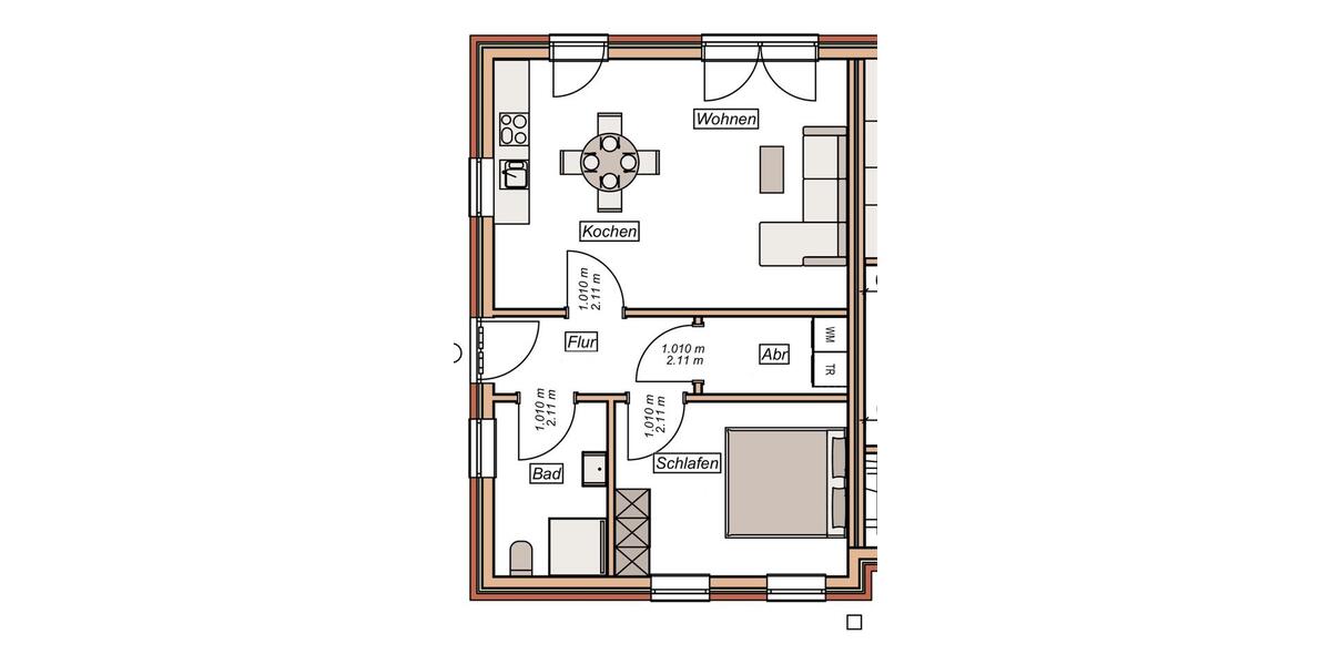 Erdgeschoßwohnung Hinte - 1.5 Zimmer, 55 m&sup2;, 750&euro; | Angebot:25908321