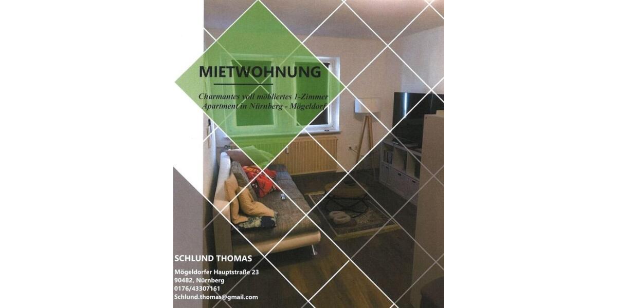 Etagenwohnung Nürnberg Erlenstegen - 1 Zimmer, 30 m&sup2;, 740&euro; | Angebot:25646734