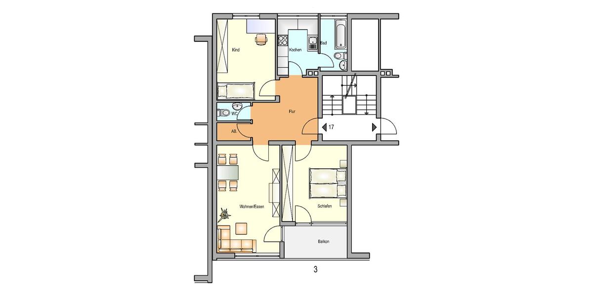 Geräumige Wohnung mit Balkon und vielen Annehmlichkeiten! 3 zimmer