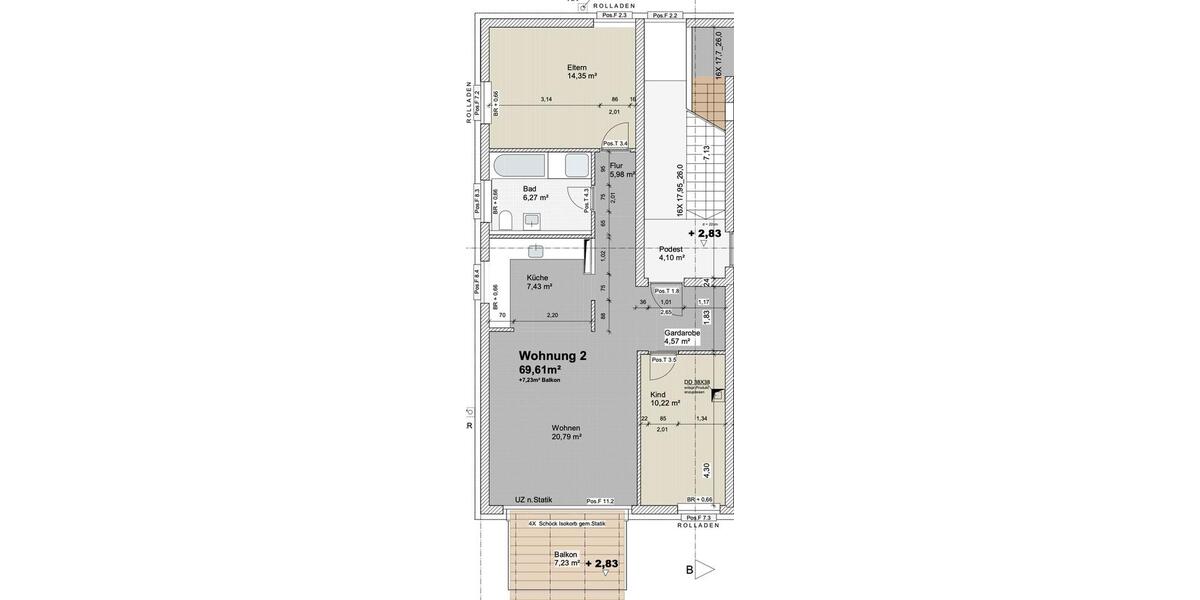 Etagenwohnung München Ramersdorf-Perlach - 3 Zimmer, 70 m&sup2;, 1.300&euro; | Angebot:26699858