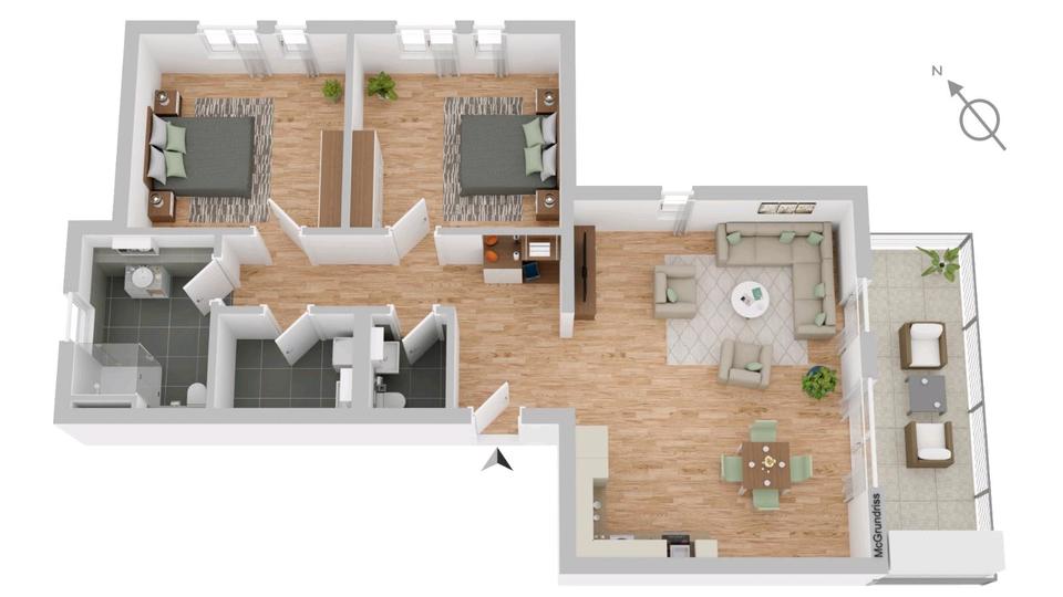 Etagenwohnung Lüneburg - 3 Zimmer, 84 m&sup2;, 1.630&euro; | Angebot:24664861