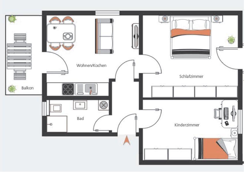 Etagenwohnung Dillingen an der Donau - 2 Zimmer, 57 m&sup2;, 890&euro; | Angebot:26660079