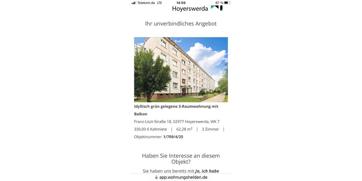 Erdgeschoßwohnung Hoyerswerda - 3 Zimmer, 62 m&sup2;, 480&euro; | Angebot:26168411