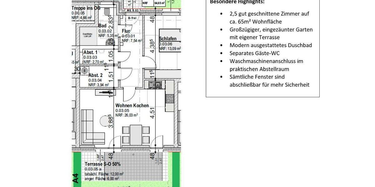 Terrassenwohnung Neumünster Brachenfeld/Ruthenberg - 2.5 Zimmer, 65 m&sup2;, 1.163&euro; | Angebot:26531114