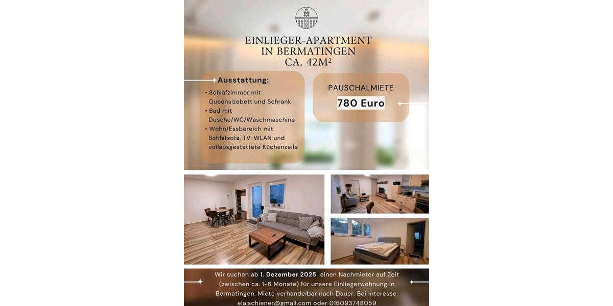 Vermietung ELW Bermatingen -wohnen auf Zeit- zimmer
