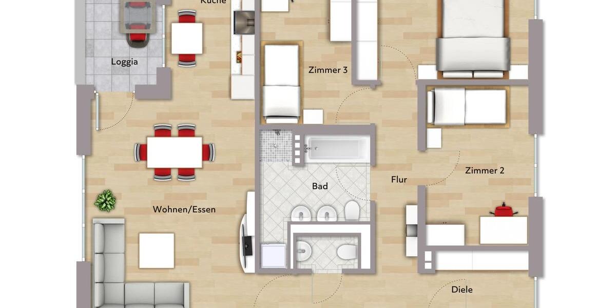 Erdgeschoßwohnung Leonberg - 4 Zimmer, 101 m&sup2;, 1.821&euro; | Angebot:23714104