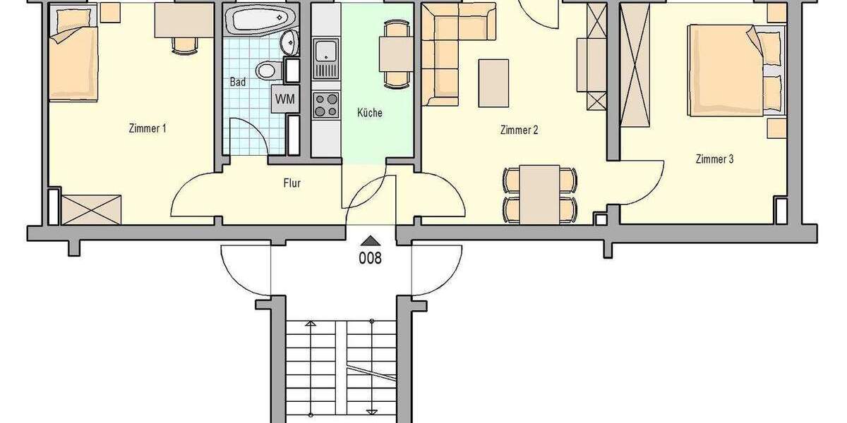 Etagenwohnung Oschatz Zschöllau - 3 Zimmer, 65 m&sup2;, 385&euro; | Angebot:25725806