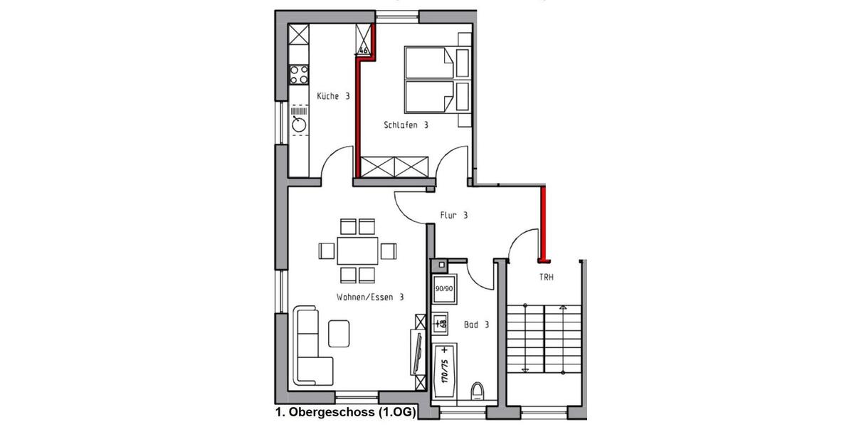 Etagenwohnung Grünberg - 2 Zimmer, 80 m&sup2;, 800&euro; | Angebot:25755736