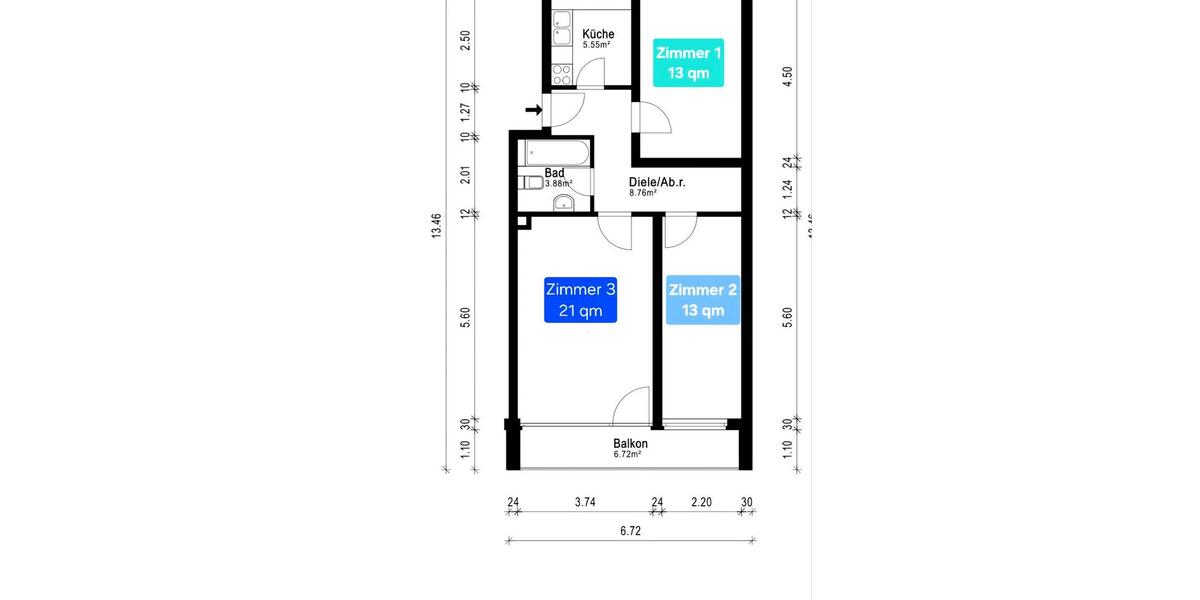 Erdgeschoßwohnung Hamburg Harburg - 1 Zimmer, 13 m&sup2;, 650&euro; | Angebot:25283138