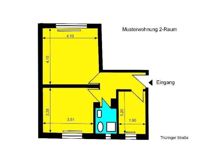 Etagenwohnung Forst (Lausitz) Forst-Stadt - 2 Zimmer, 42 m&sup2;, 273&euro; | Angebot:25732877