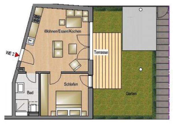 Terrassenwohnung München Trudering-Riem - 2 Zimmer, 50 m&sup2;, 1.475&euro; | Angebot:25317614