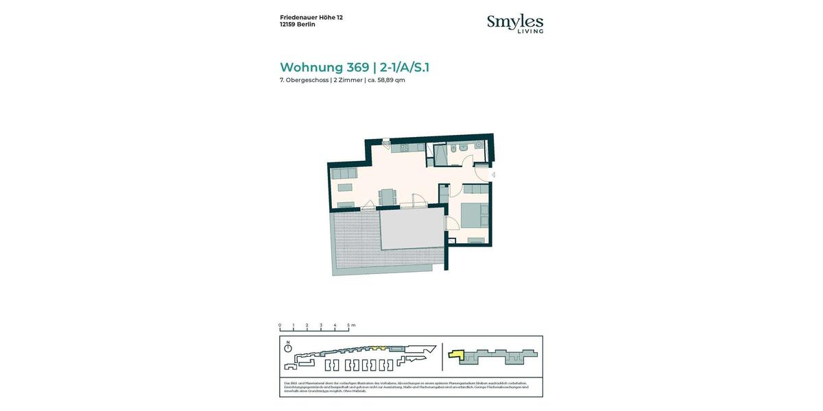 Dachgeschoßwohnung Berlin Tempelhof-Schöneberg - 2 Zimmer, 59 m&sup2;, 1.649&euro; | Angebot:26351943