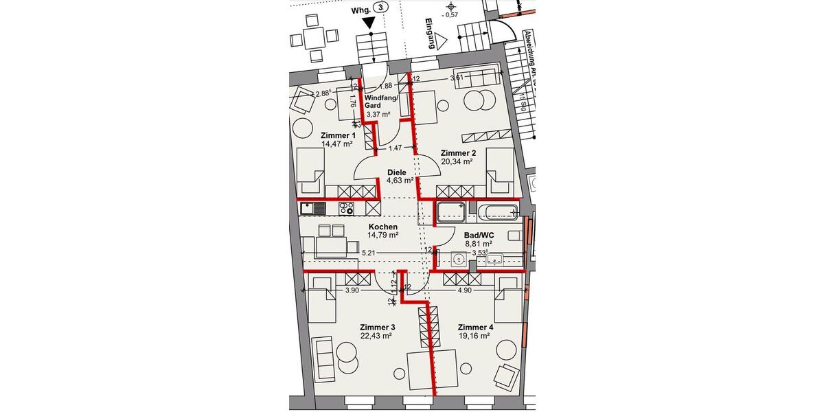 Erdgeschoßwohnung Schulzendorf - 4 Zimmer, 114 m&sup2;, 1.300&euro; | Angebot:26552245