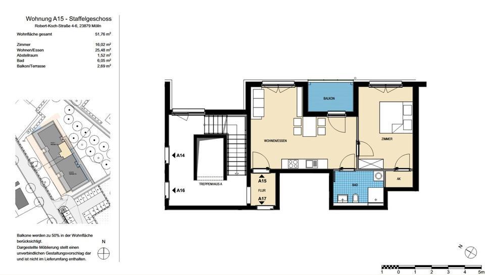 2 Zimmer Wohnung mit Balkon zimmer