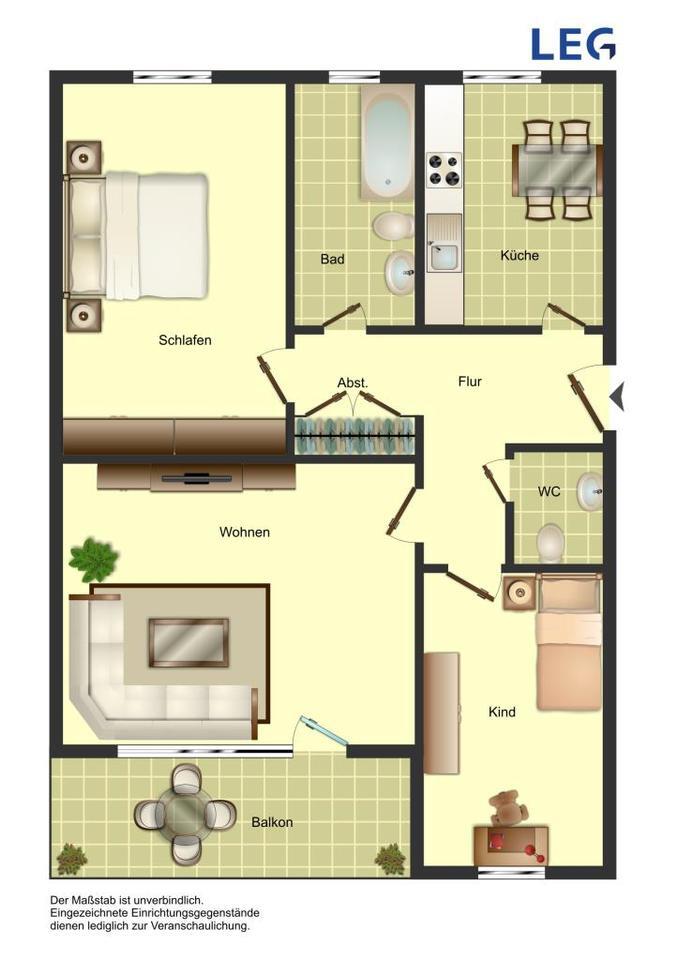 Demnächst frei! 3-Zimmer-Wohnung in Unna Königsborn zimmer
