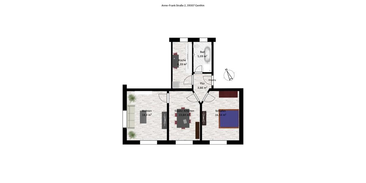 Etagenwohnung Genthin - 3 Zimmer, 63 m&sup2;, 462&euro; | Angebot:24803336