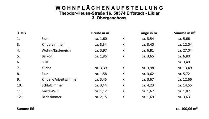 Etagenwohnung Erftstadt - 4 Zimmer, 100 m&sup2;, 1.280&euro; | Angebot:26670831