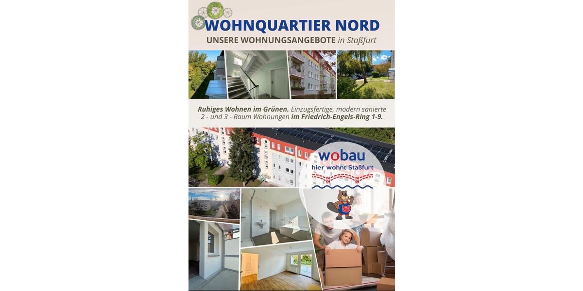 Etagenwohnung Staßfurt - 3 Zimmer, 59 m&sup2;, 473&euro; | Angebot:25720977