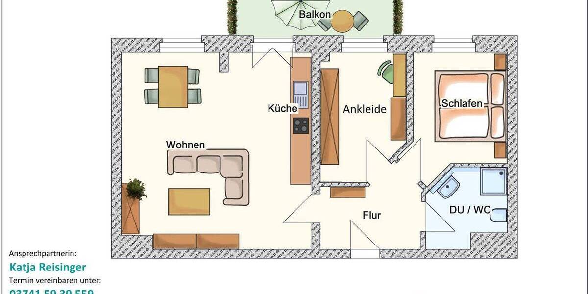 Etagenwohnung Plauen Stadtmitte - 2 Zimmer, 64 m&sup2;, 395&euro; | Angebot:26319824