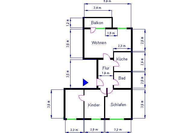 Etagenwohnung Magdeburg Sudenburg - 4 Zimmer, 66 m&sup2;, 448&euro; | Angebot:26183066