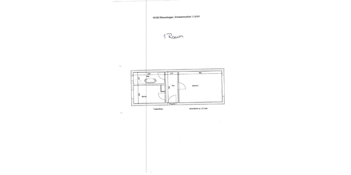 Attraktive Singlewohnung (1 Z., 31,5 m²), Wanne+Keller, ruhige Lage Rövershagen OT Schwarzpfost - 1- Rövershagen OT Schwarzenpfost Schwarzenpfost | Angebot:26633784