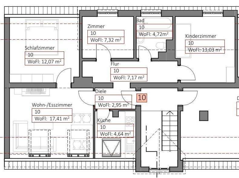 Etagenwohnung Waldsassen - 4 Zimmer, 64 m&sup2;, 448&euro; | Angebot:25909156