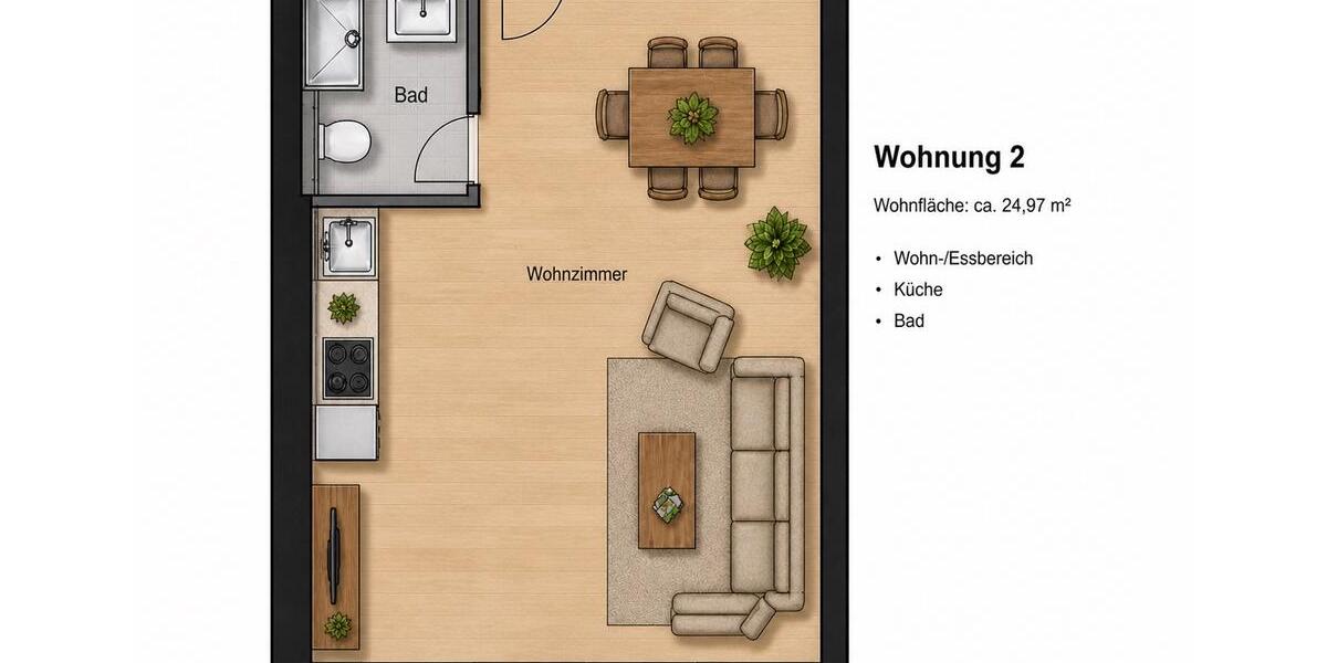 Erdgeschoßwohnung Stade Altländer Viertel - 1 Zimmer, 25 m&sup2;, 600&euro; | Angebot:26442919