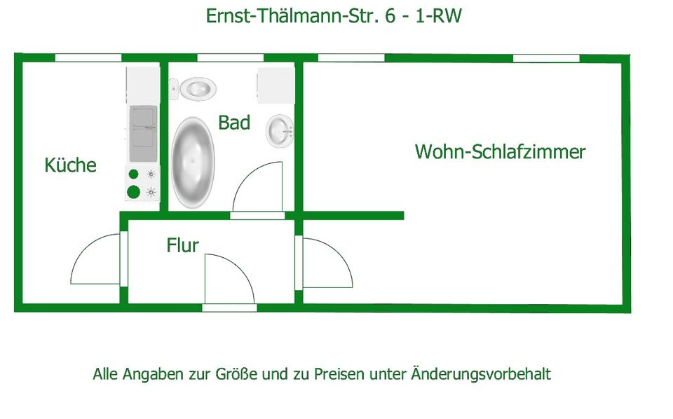 Etagenwohnung Spremberg - 1 Zimmer, 41 m&sup2;, 212&euro; | Angebot:25881078