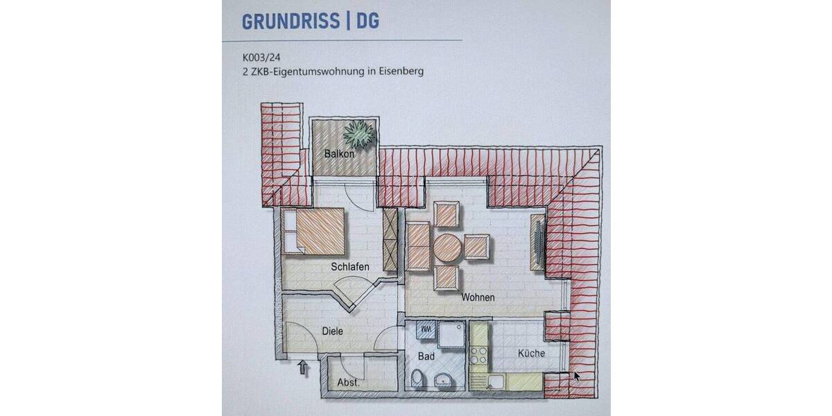 Etagenwohnung Eisenberg - 2 Zimmer, 45 m&sup2;, 590&euro; | Angebot:26816372