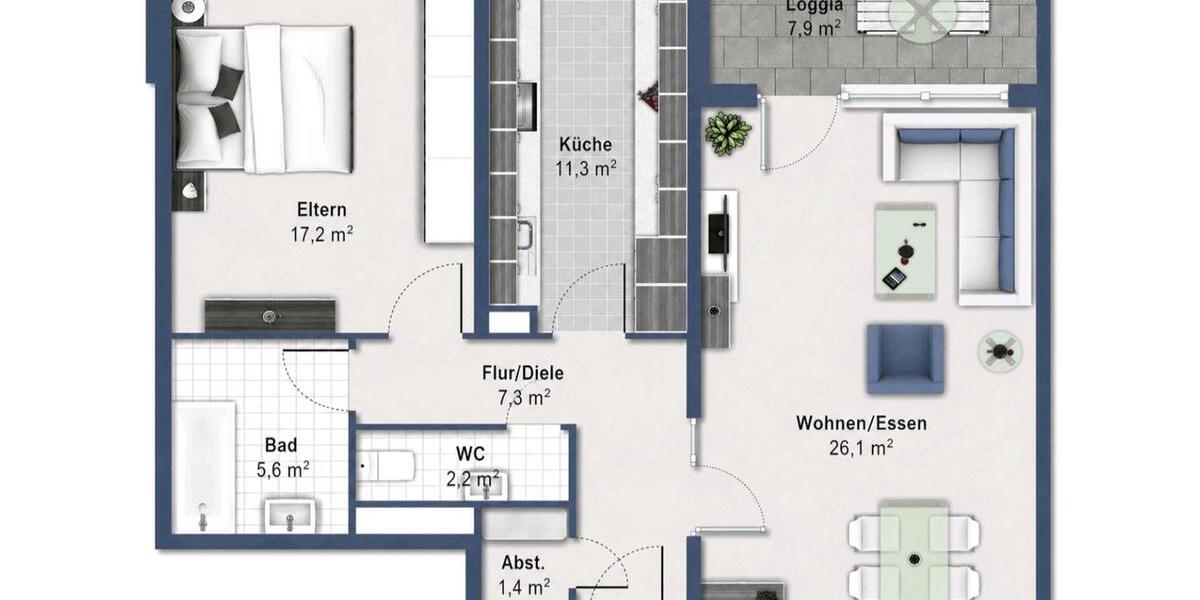 Etagenwohnung Mannheim Käfertal - 2 Zimmer, 73 m&sup2;, 950&euro; | Angebot:26675121