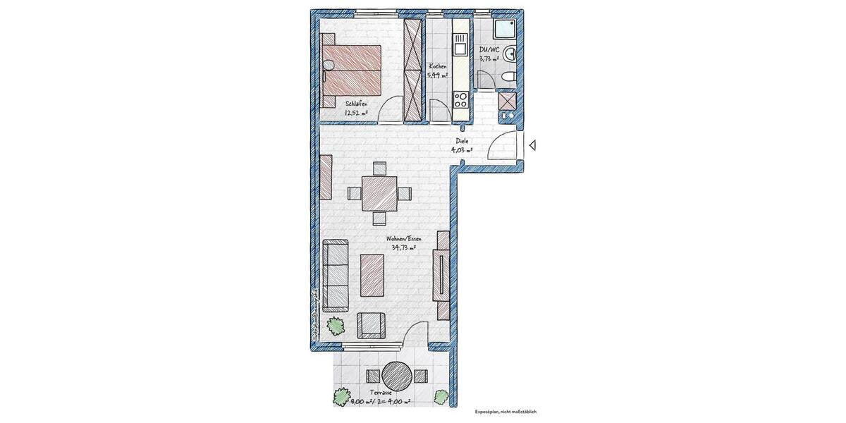 Erdgeschoßwohnung Waldshut-Tiengen Tiengen - 2 Zimmer, 63 m&sup2;, 750&euro; | Angebot:26620822