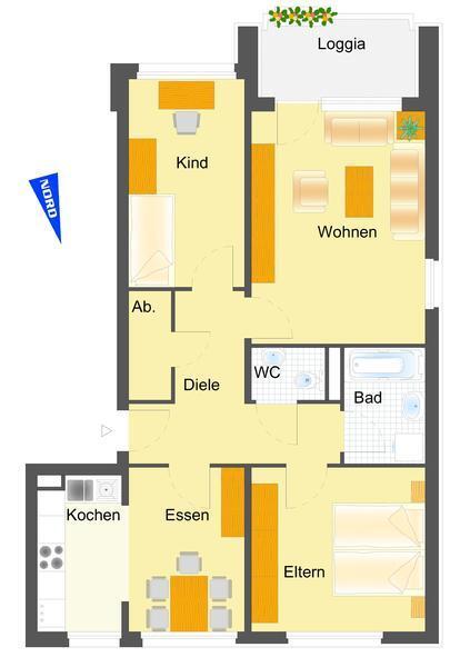 Schöner Wohnen mit Aussicht - 3-Zimmer-Wohnung mit großer Küche in Reislingen SW zimmer