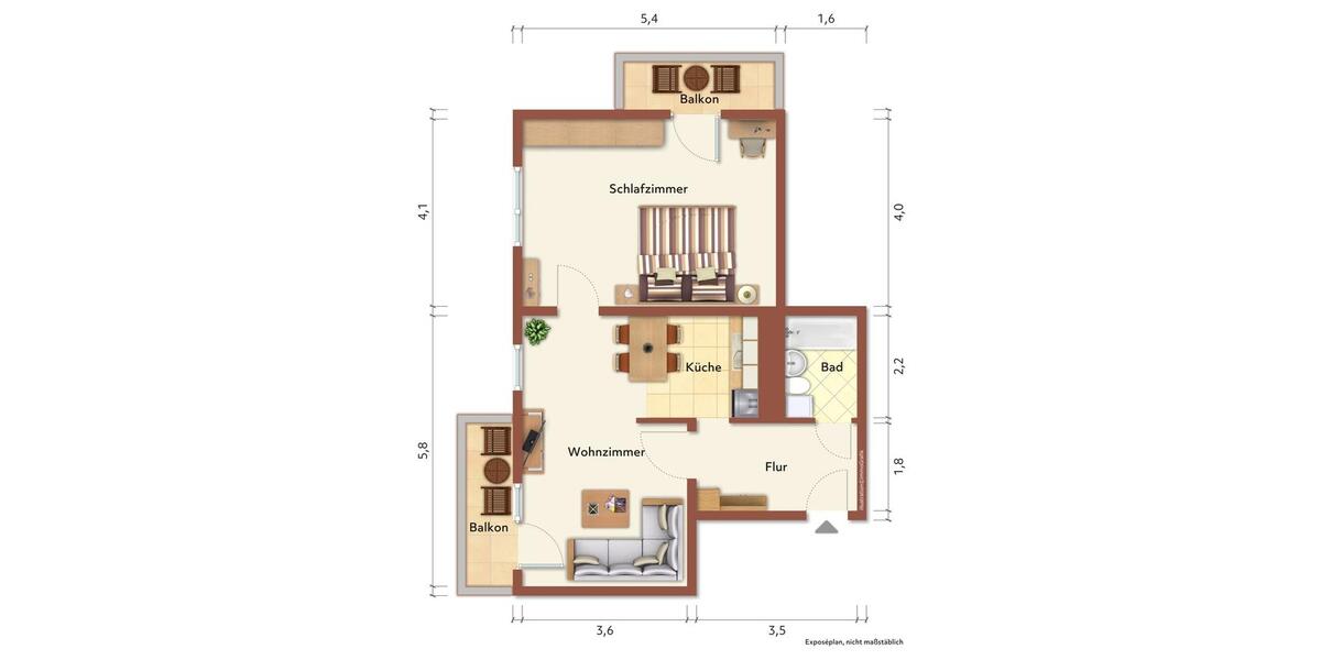 Etagenwohnung Suhl - 2 Zimmer, 60 m&sup2;, 477&euro; | Angebot:26648792